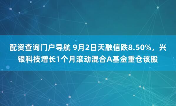 配资查询门户导航 9月2日天融信跌8.50%，兴银科技增长1个月滚动混合A基金重仓该股